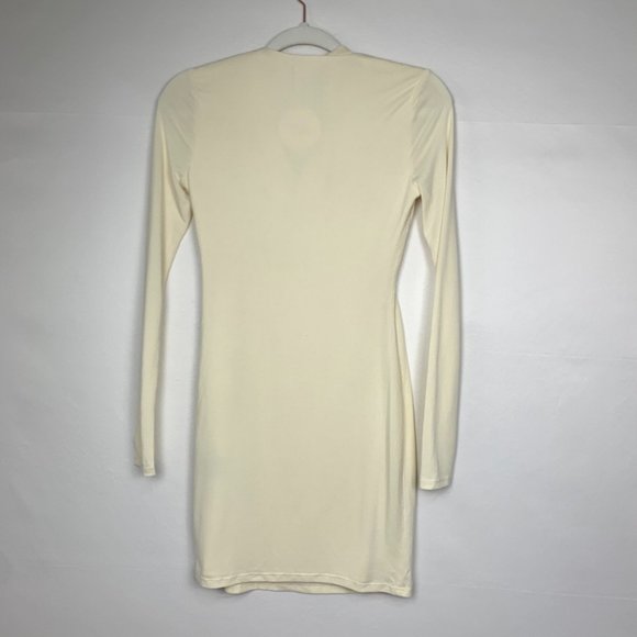 NWT Camila Coelho Ceilo Mini Long Sleeve Bodycon Dress Creme Ivory White XS - Picture 7 of 11